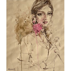 Moazzam Ali, Flower & Flower Series, 20 x 24 Inch, Watercolor on Paper, Figurative Painting, AC-MOZ-081